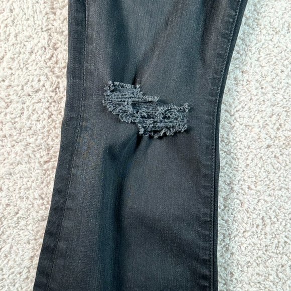 Mother The Weekender Fray Flare Jeans Black Distressed Size 25 Boho Hippie Lux - Picture 5 of 14